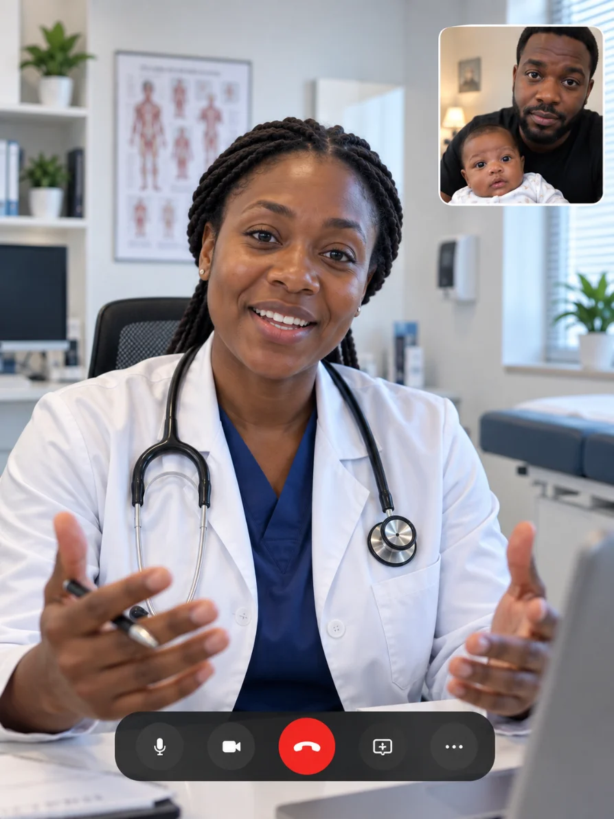 A doctor speaking to a patient during a Tangent video consult